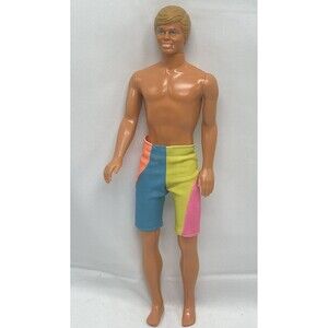 Vintage 1989 Mattel #4103 WET'N WILD KEN Barbie Doll Color Change Swimsuit